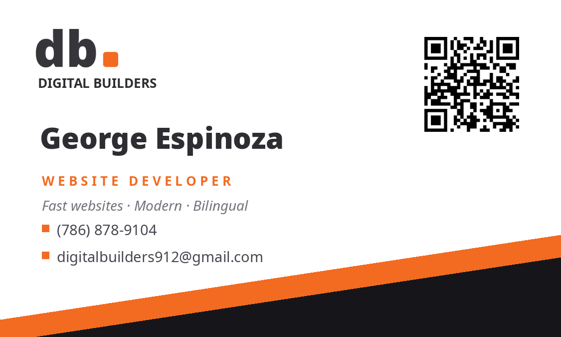 Digital Builders business card — front